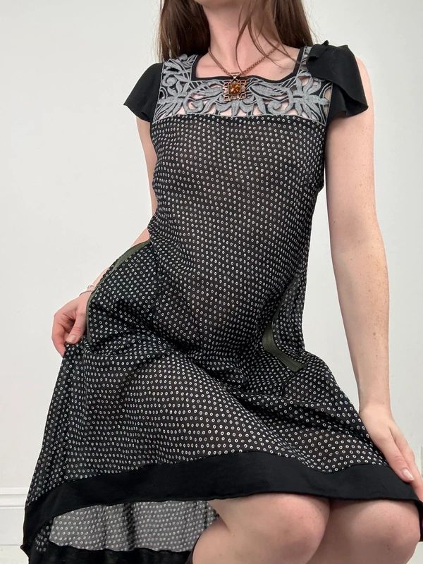 black polkadot Cop Copine midi dress