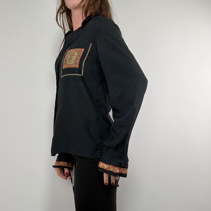 black paisley handkerchief printed shirt