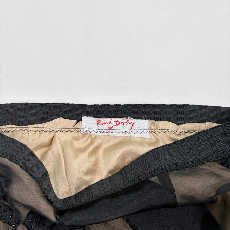 black silk floral flutter skirt