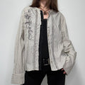pinstripe ruffle embroidered shirt