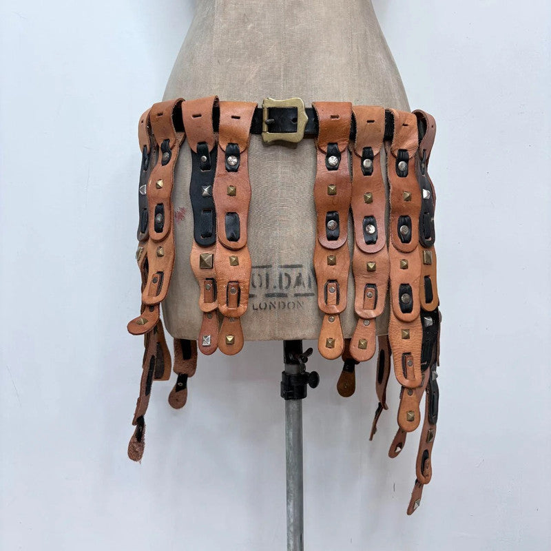 studded leather hanging boho belt