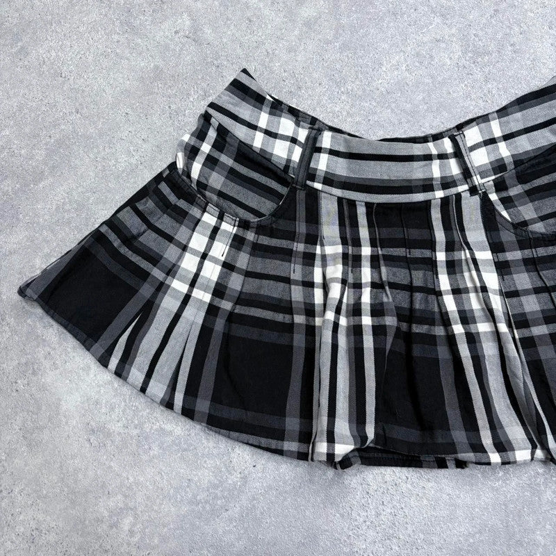 pleated mini tartan skirt