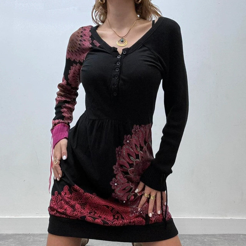 black desigual graphic y2k dress