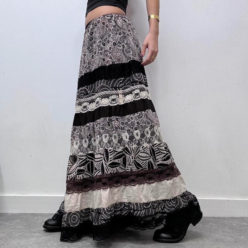 layered lace tiered fairy maxi skirt