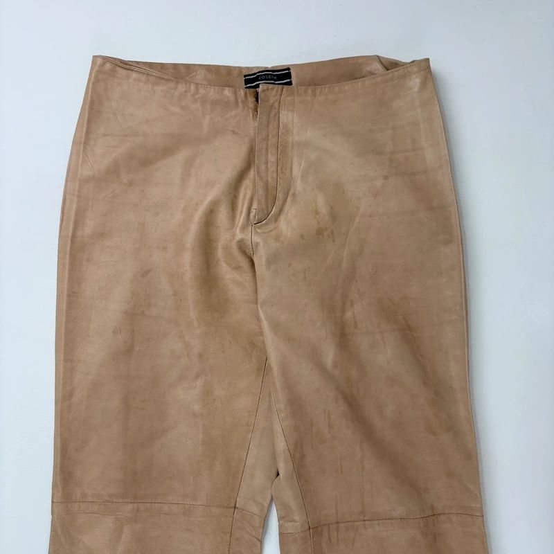 Joseph tan leather stright leg trousers