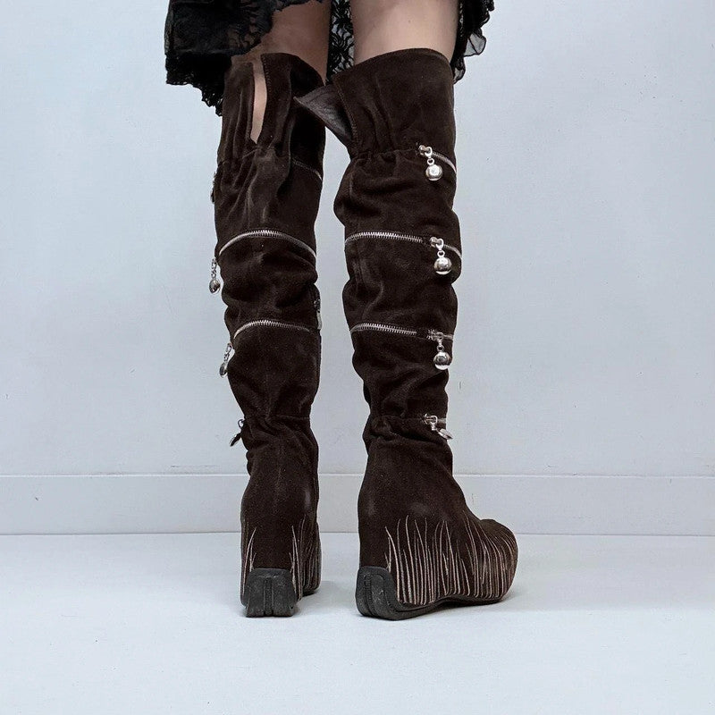 chunky platform pixie zipper boots