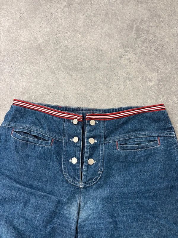 Vintage napoleonic nautical button up denim flares