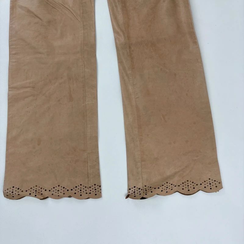 Joseph tan leather stright leg trousers