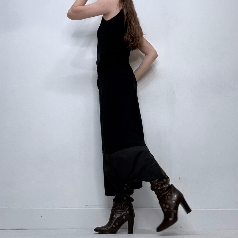 black structured barrel maxi dress