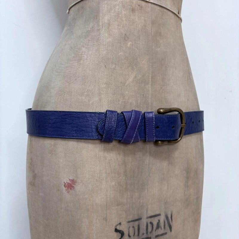 blue leather buckle belt