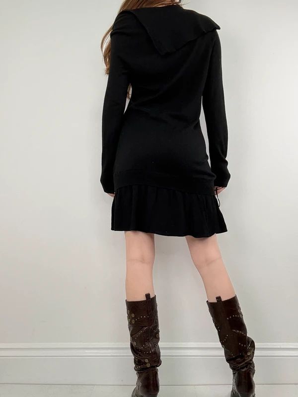 Asymmetric zip long sleeve dress