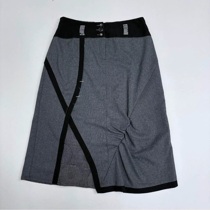 grey preppy asymmetric office skirt