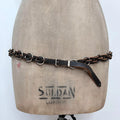 woven chain black leather belt