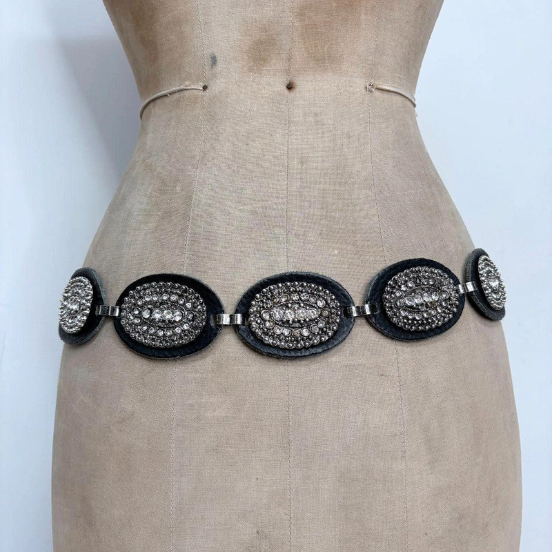 black leather western belt