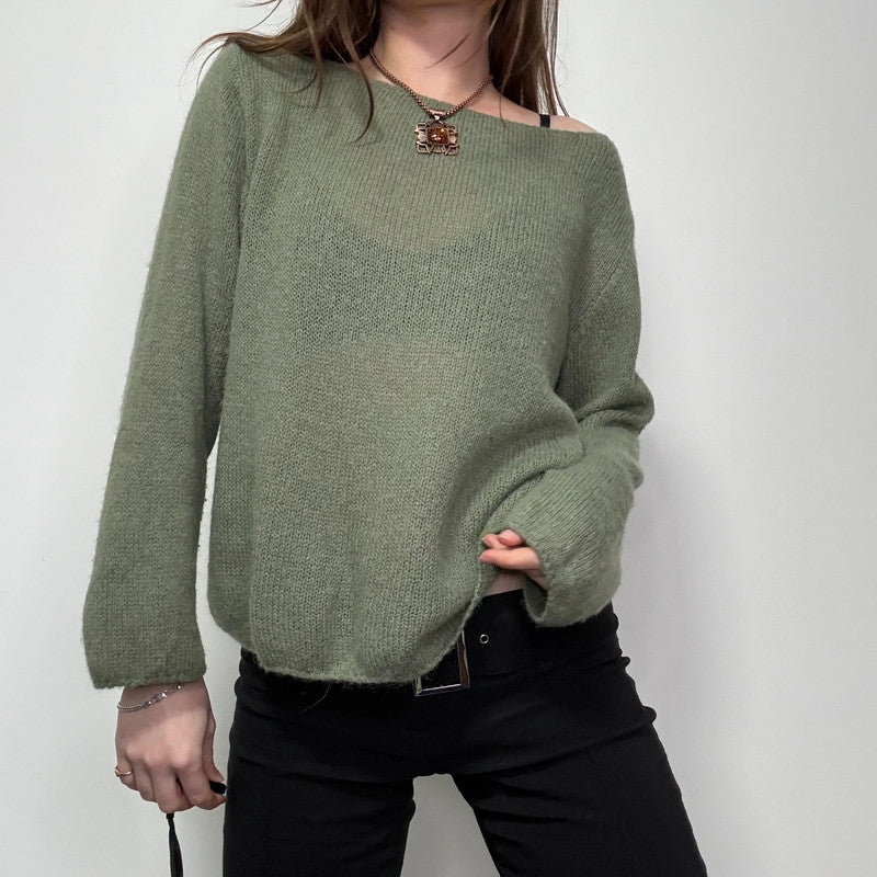 oversized slouchy green mohair jumper