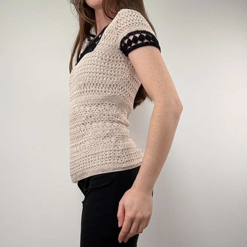 Crochet Lace Knit Cream top