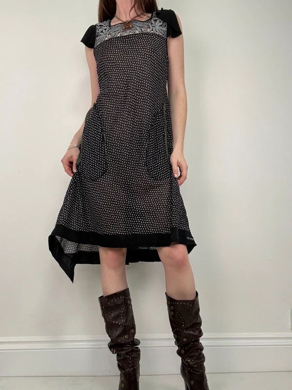 black polkadot Cop Copine midi dress