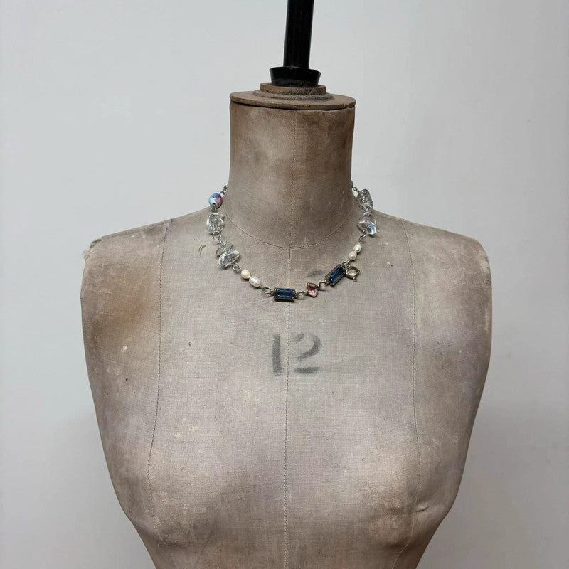 gemstone pearl crystal necklace