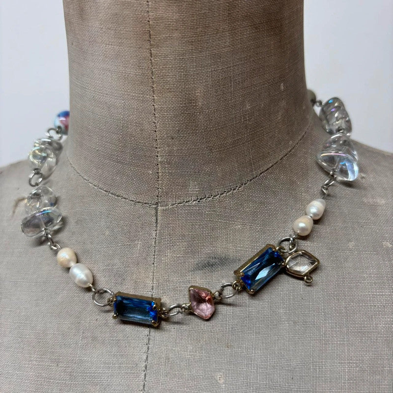 gemstone pearl crystal necklace