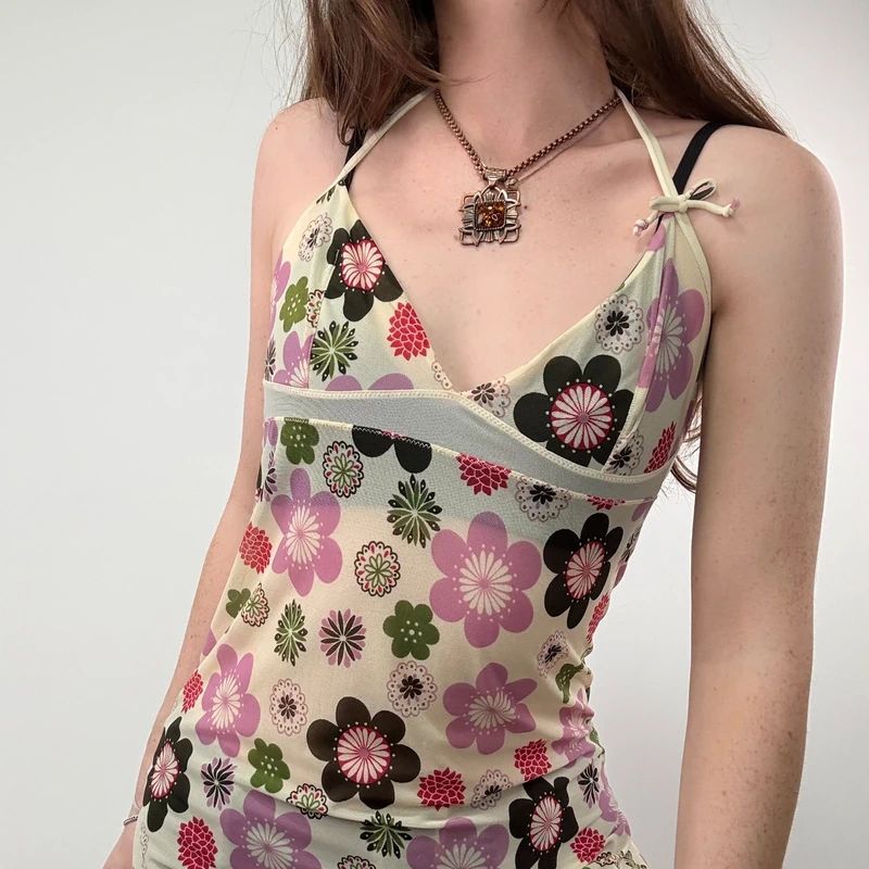 tezenis Flower print Mesh Halter Vest