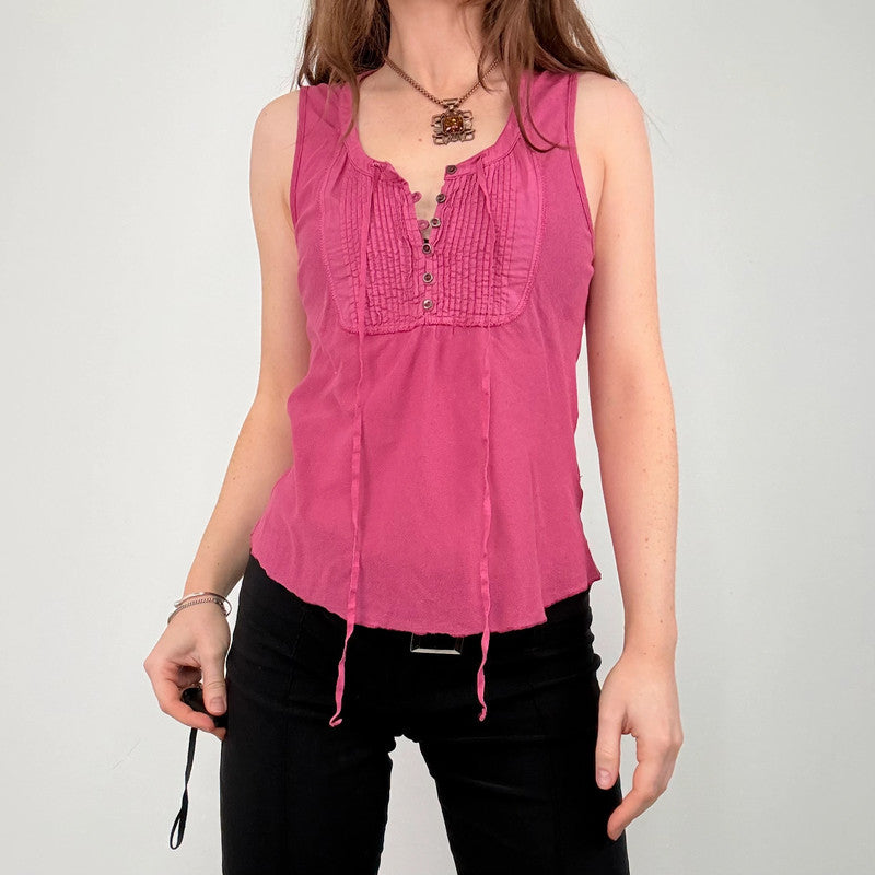 pink pleated flutter vest