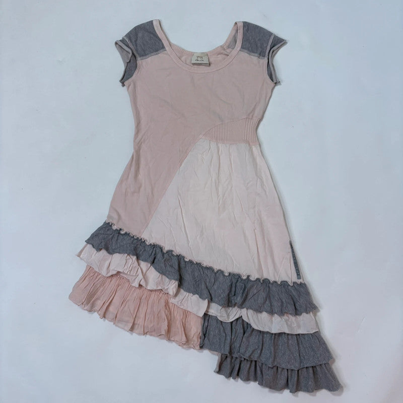 asymmetric pink ruffle dress