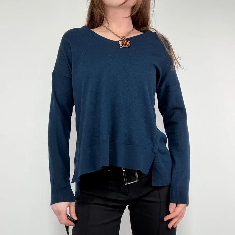 navy blue wool knitted slouchy jumper