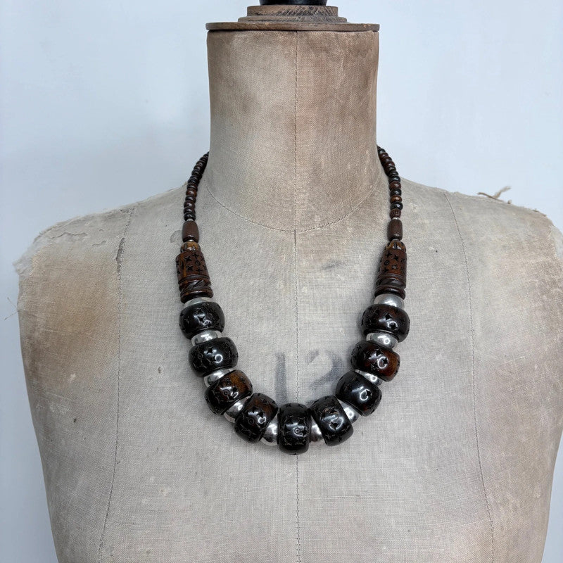 oversized chunky carved necklace
