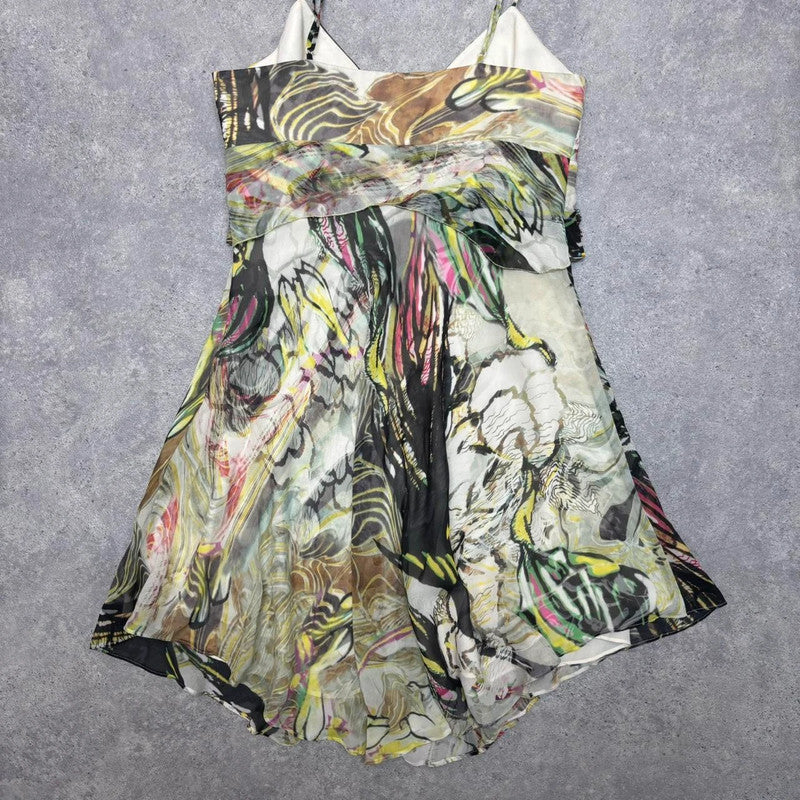 abstract floral bias midi dress