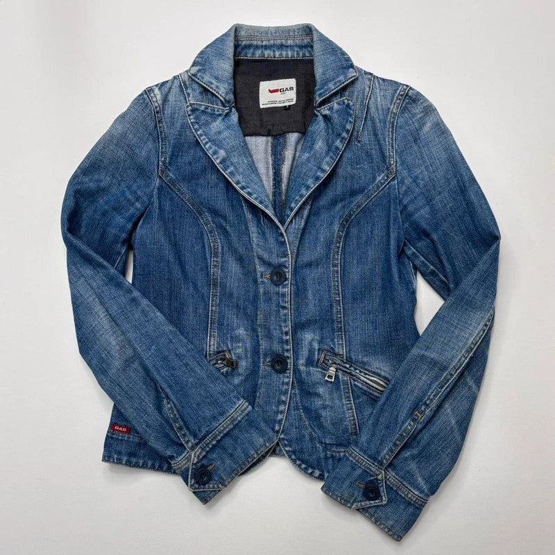 distressed denim blazer jacket