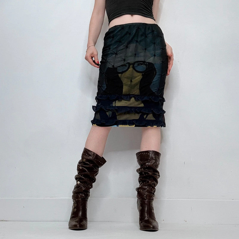 custo Barcelona graphic overlay midi skirt