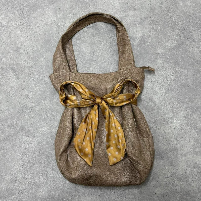 brown bow shoulder bag