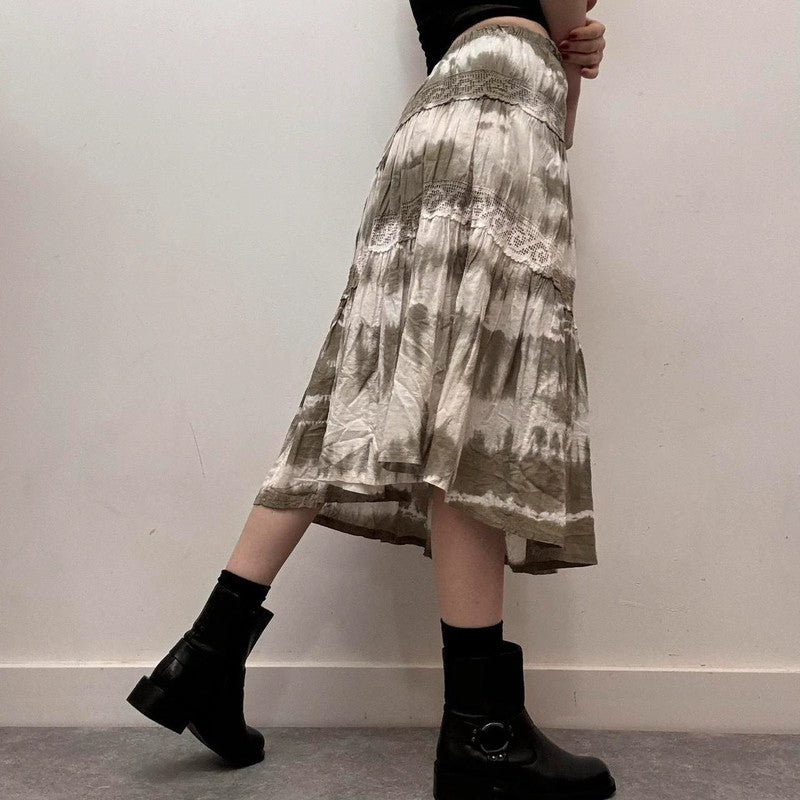 Distressed lace boho skirt