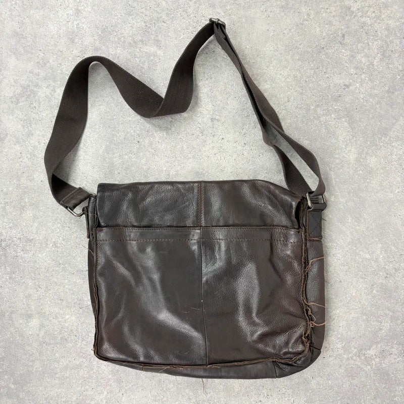 Brown leather satchel slouchy crossbody bag