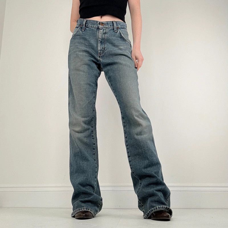 distressed denim flared baggy jeans
