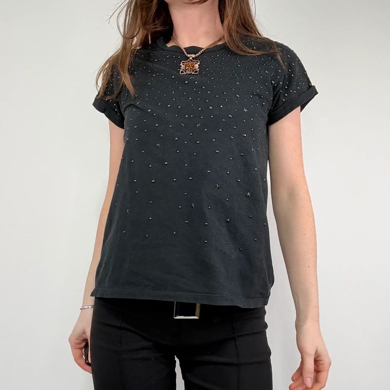 black studded allsaints t-shirt