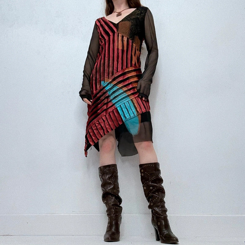 distressed asymmetric midi dress
