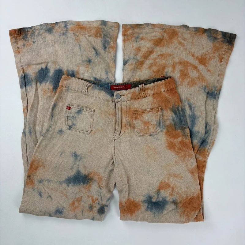 wide leg distressed dyed Linen trousers