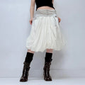 white gathered pleated puff skirt