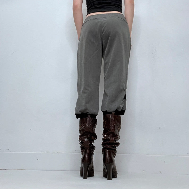 grey low rise asymmetric capri pants