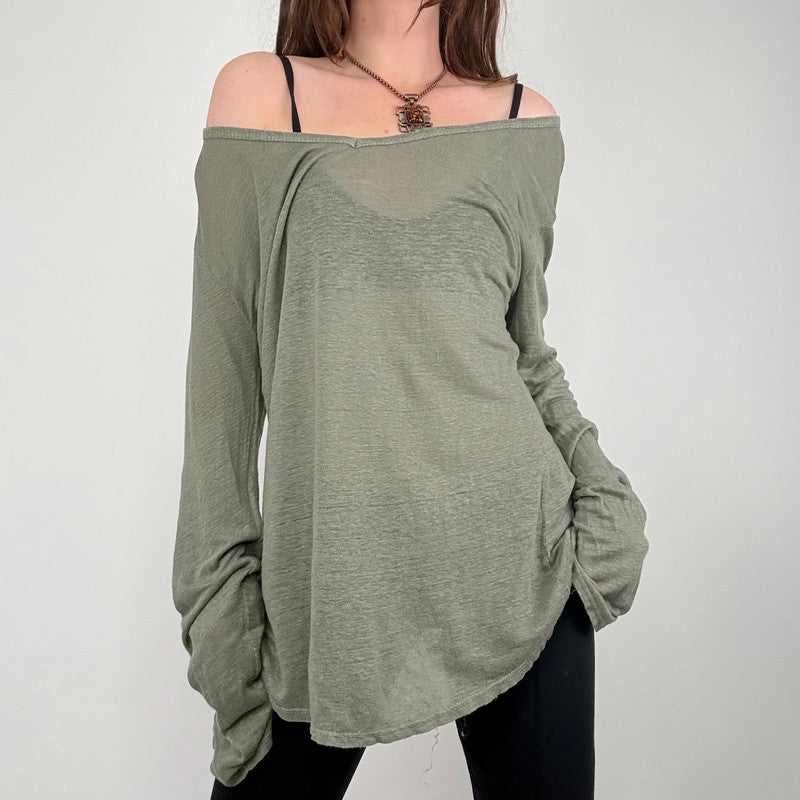 sheer khaki linen slouchy t-shirt