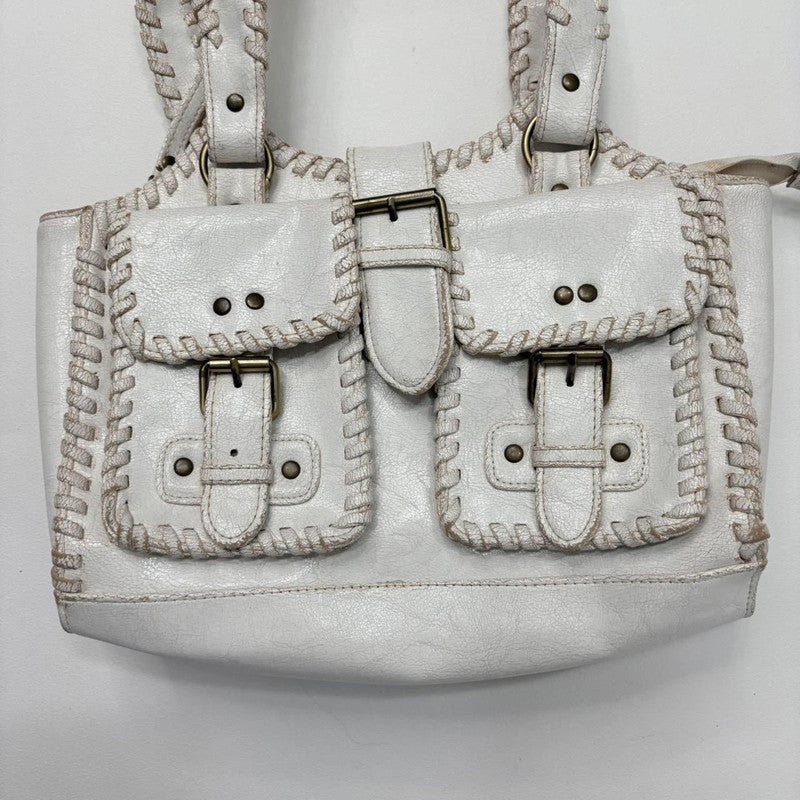 white chunky stitch leather bag