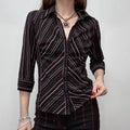 black pinstripe fitted shirt