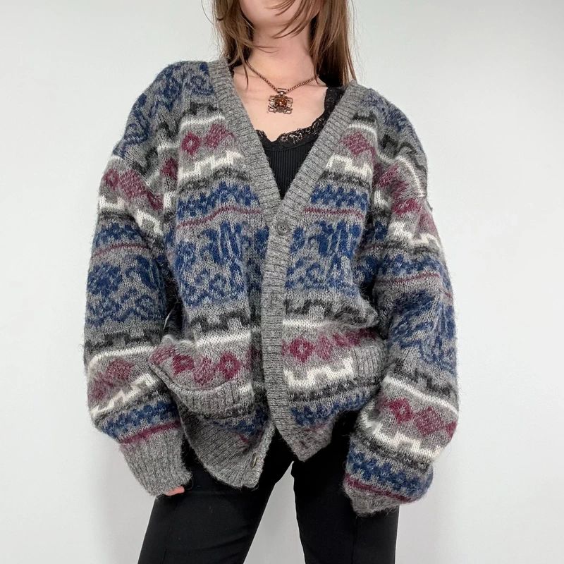 oversized knitted wool cardigan