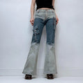 distressed grunge flared cargo jeans
