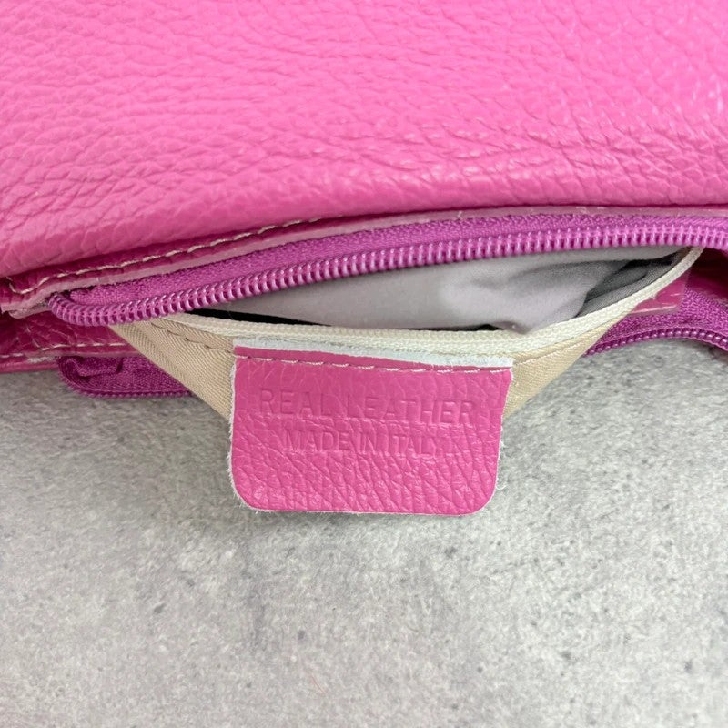 Pink leather chain shoulder bag