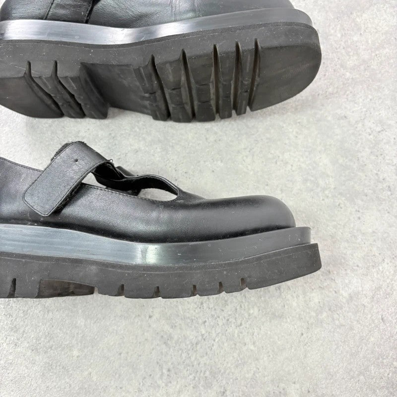 Black leather chunky Jeffrey Campbell Mary Jane loafers