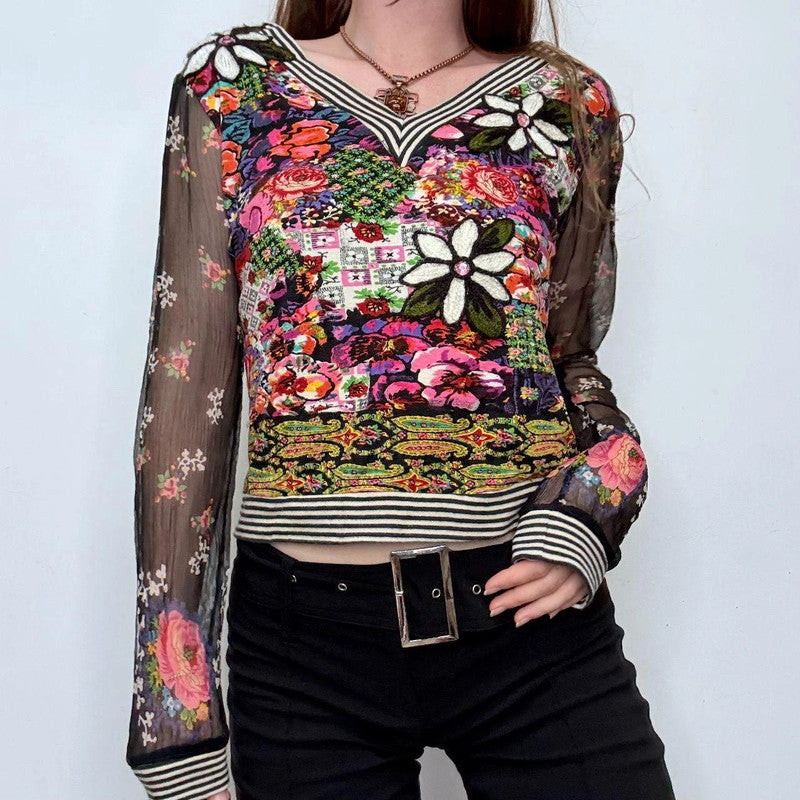 graphic floral boho shirt