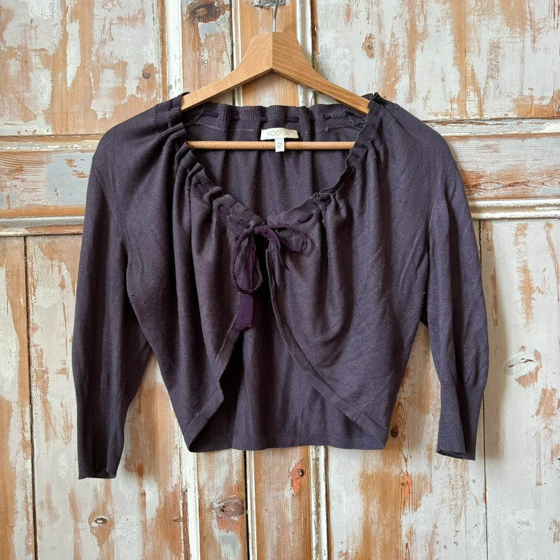 ribbon cinched bow cardigan