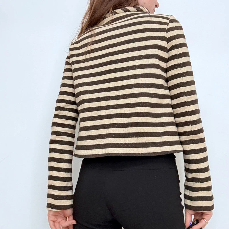 structured striped cropped jacket